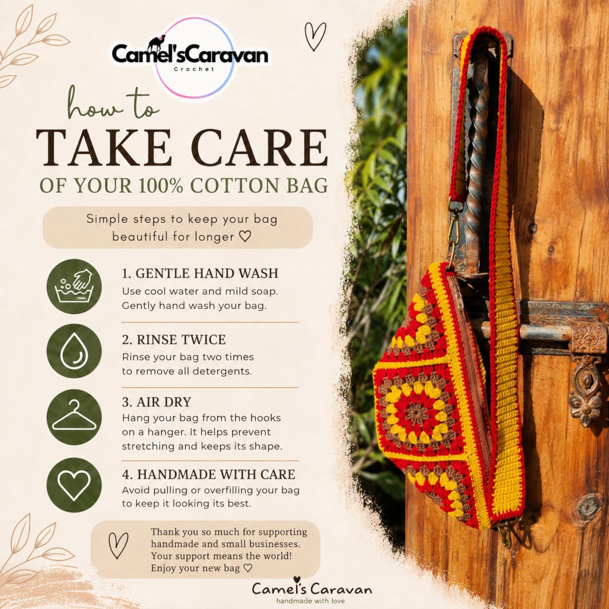 Camel's Caravan Crocheted Side bag - Image 4